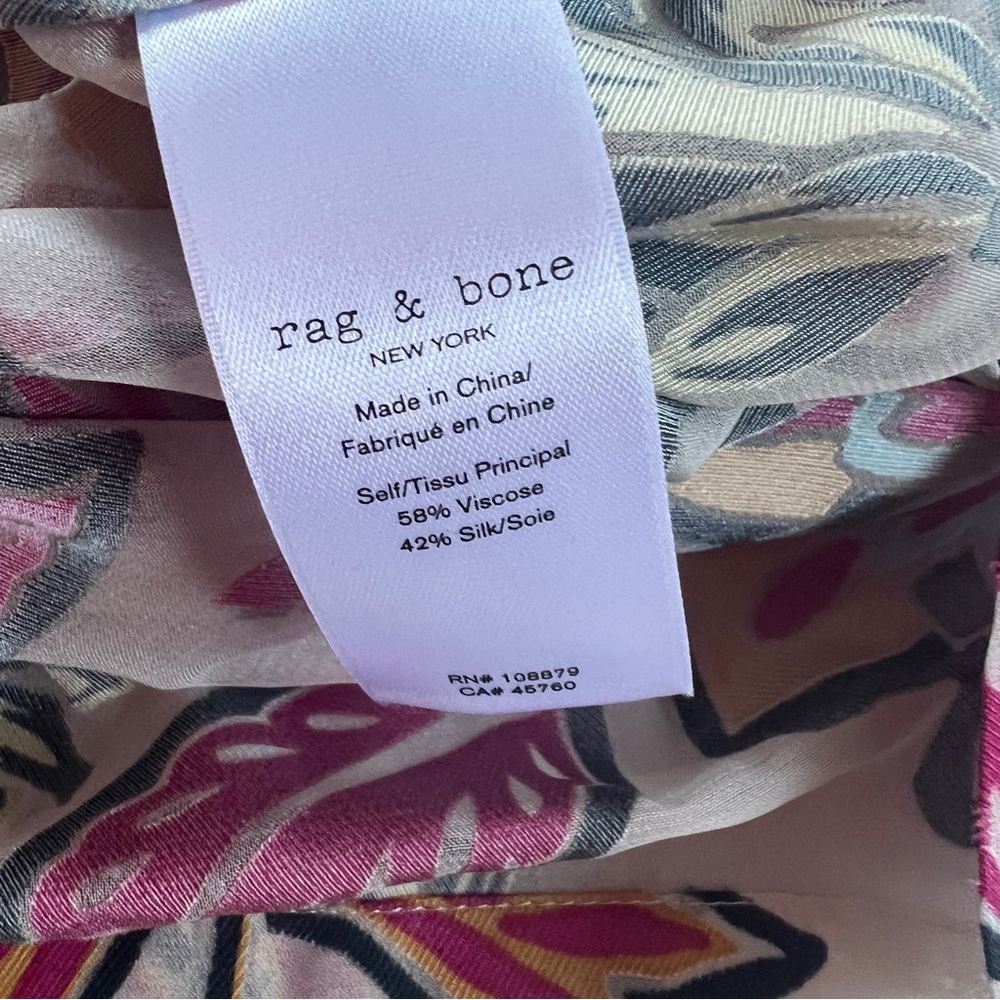 rag & bone Mare Silk Blend Floral Cropped Shirt - Picture 6 of 10